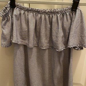 STRIPED Abercrombie & Fitch Off The Shoulder Tee